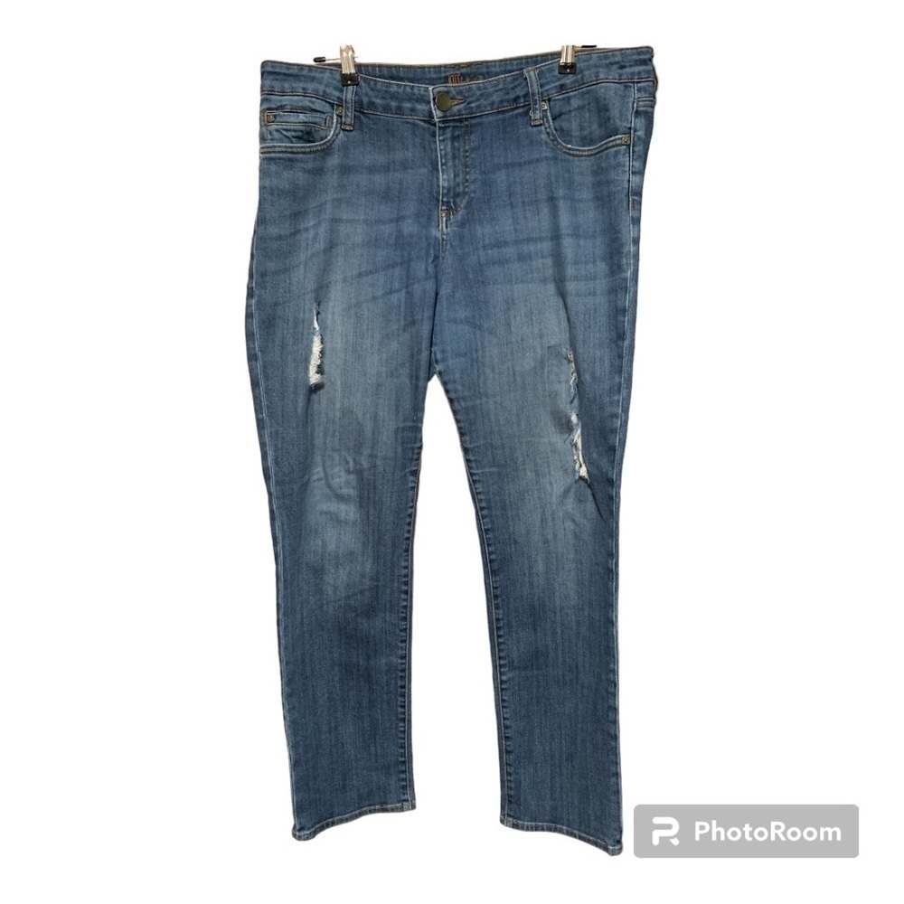 Kut from the Kloth Distressed‎ Straight Leg Jeans Size 14